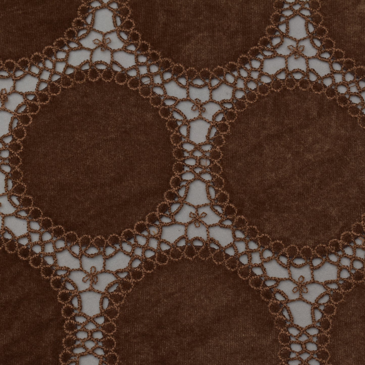Brown Color Velvet Cut Work Fabric