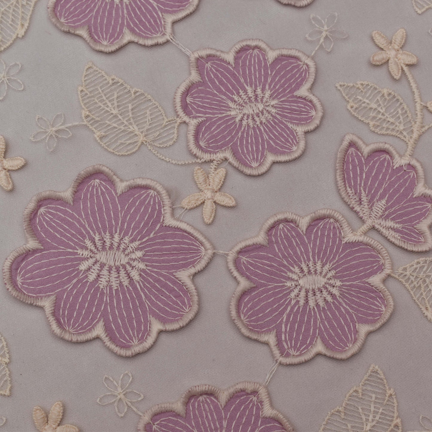 Lavender Color Net Embroidery Fabric