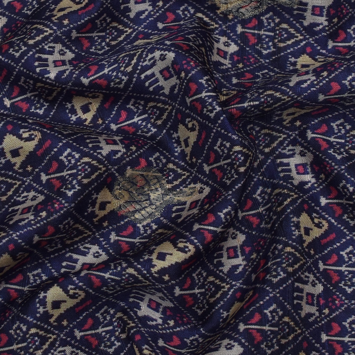 Multi Color Gicha Silk Hybrid Print Booti Fabric