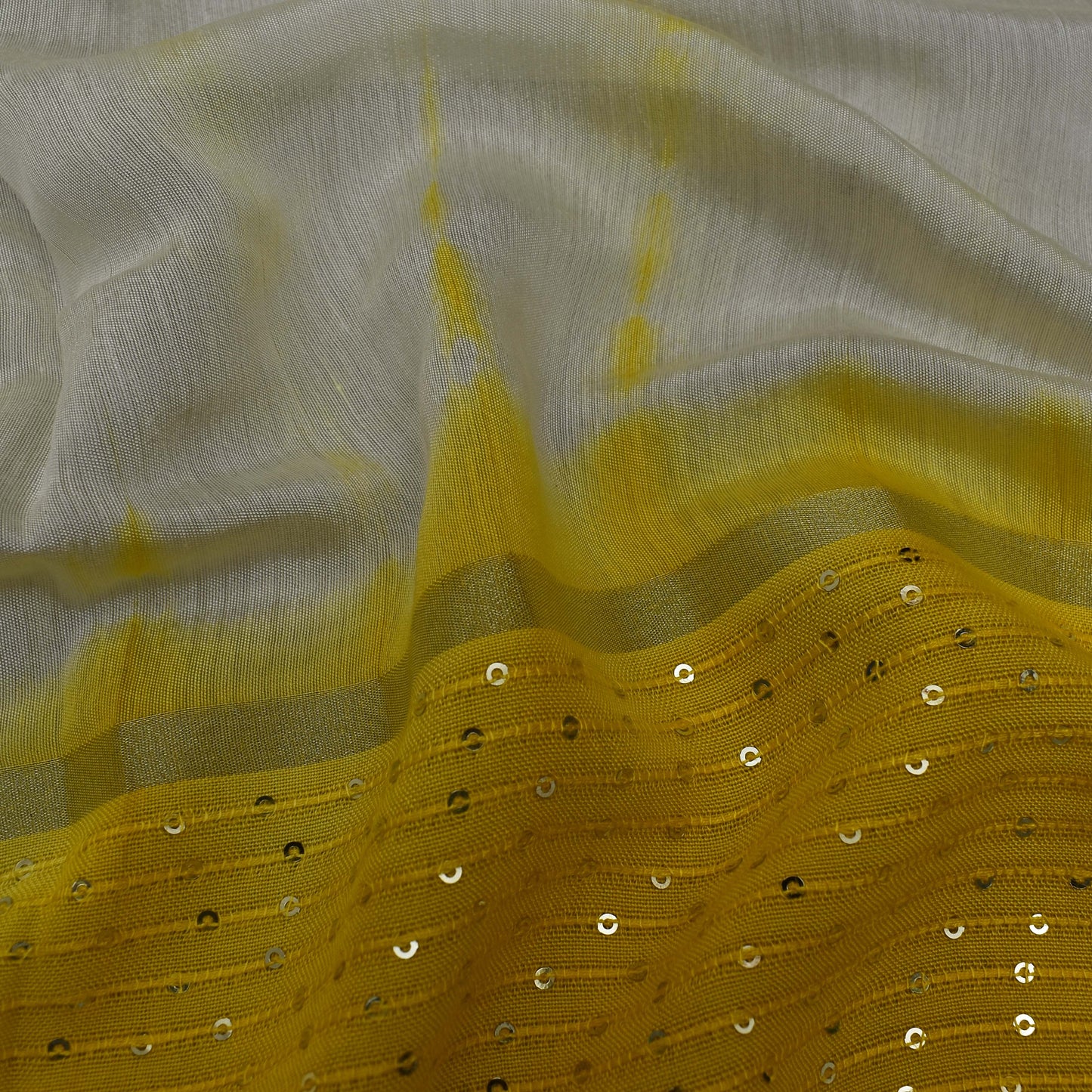 Multi Color Chanderi Tie & Die Border Embroidery Fabric