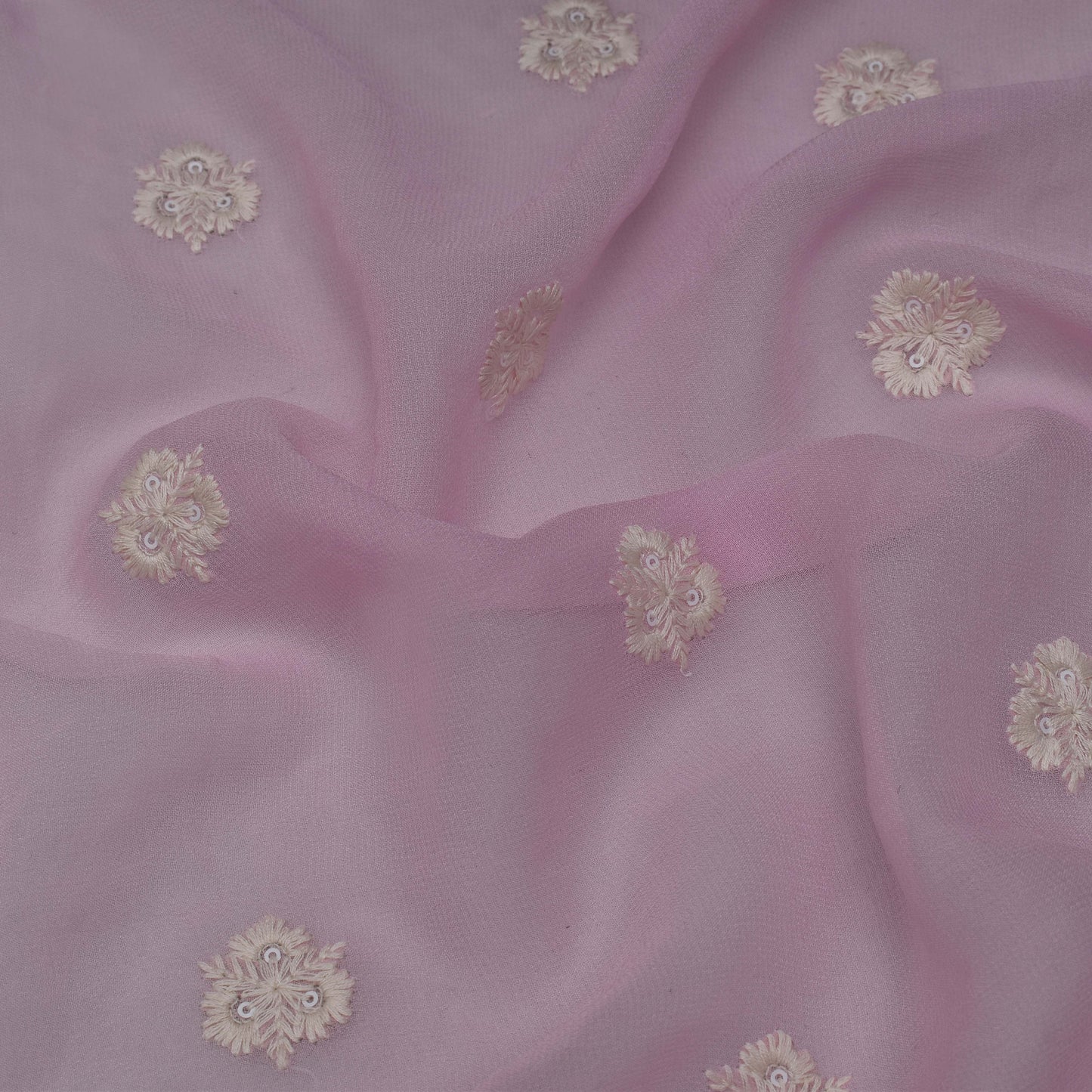 Pink Color Georgette Booti Fabric