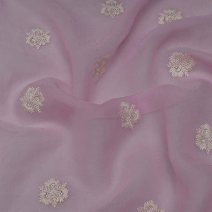 Pink Color Georgette Booti Fabric