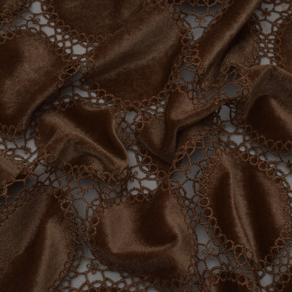 Brown Color Velvet Cut Work Fabric