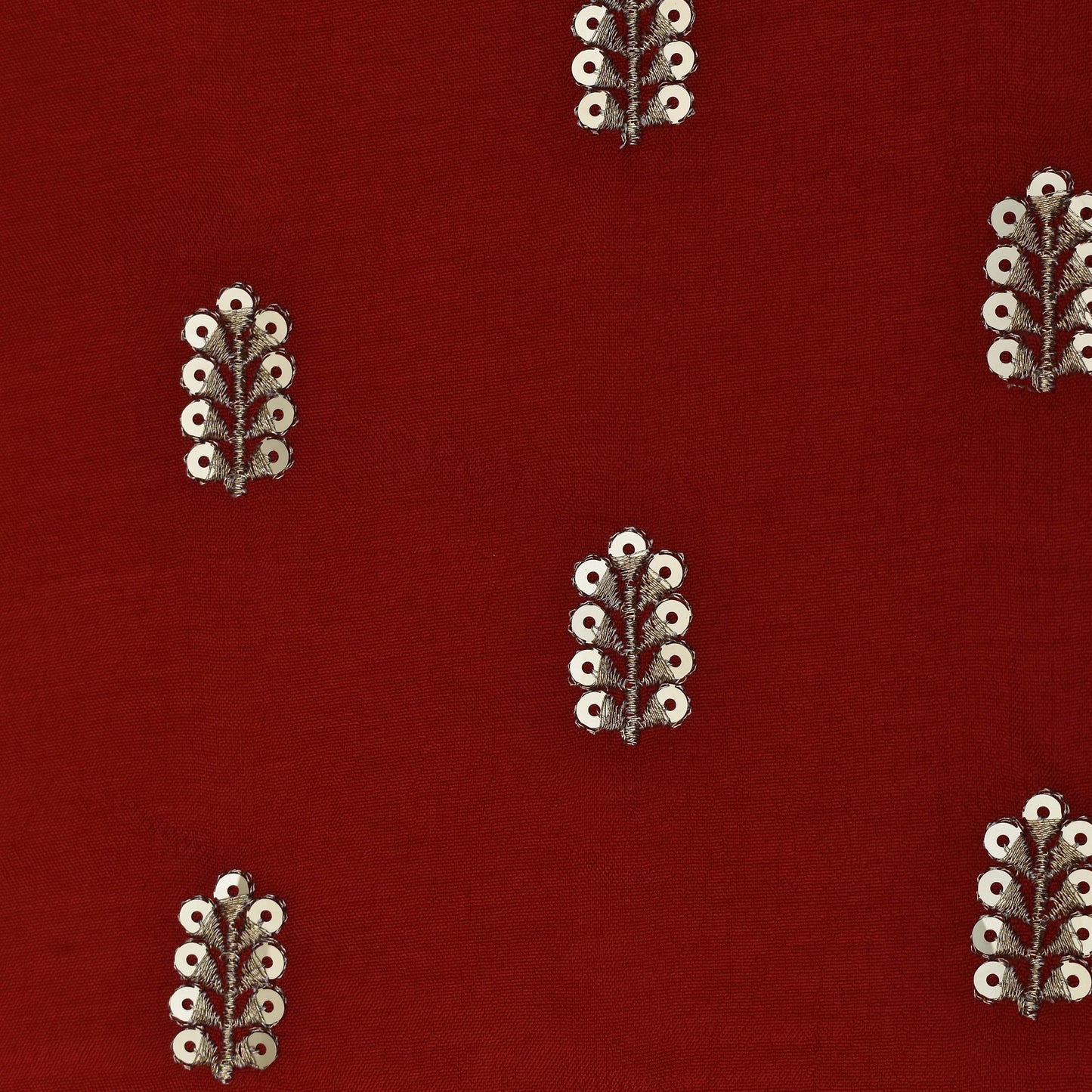 Red Color Upada Embroidery Fabric