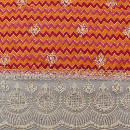 Orange Color Cotton Plazo  Embroidery Fabric