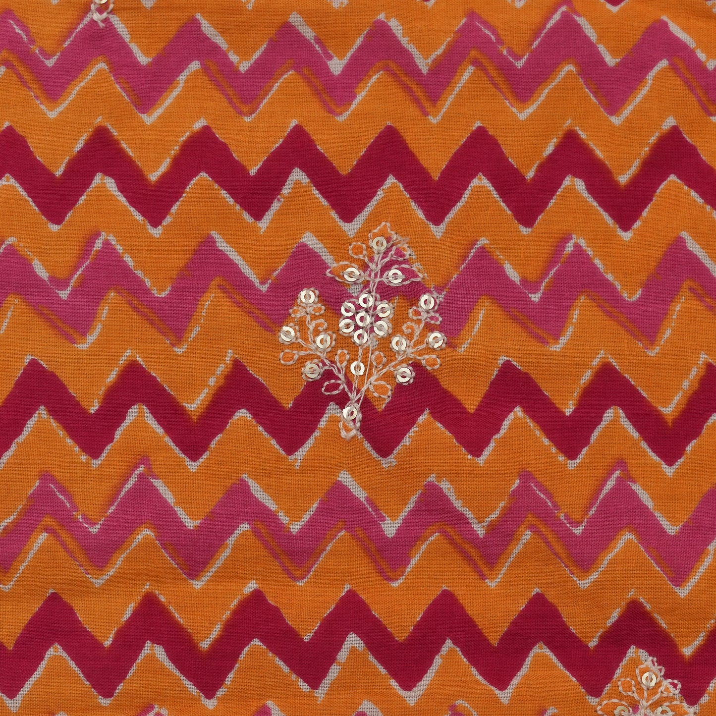 Orange Color Cotton Plazo  Embroidery Fabric