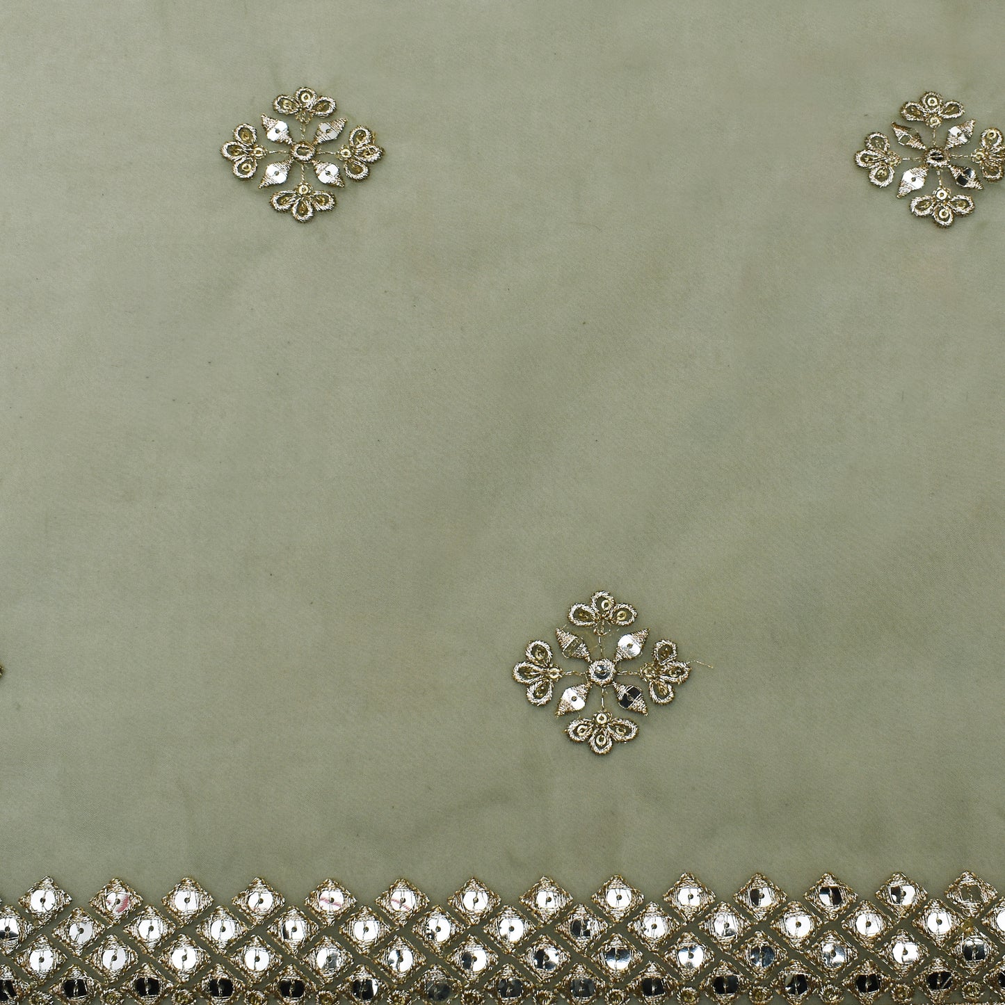 Pista Green Color Organza Embroidery Fabric