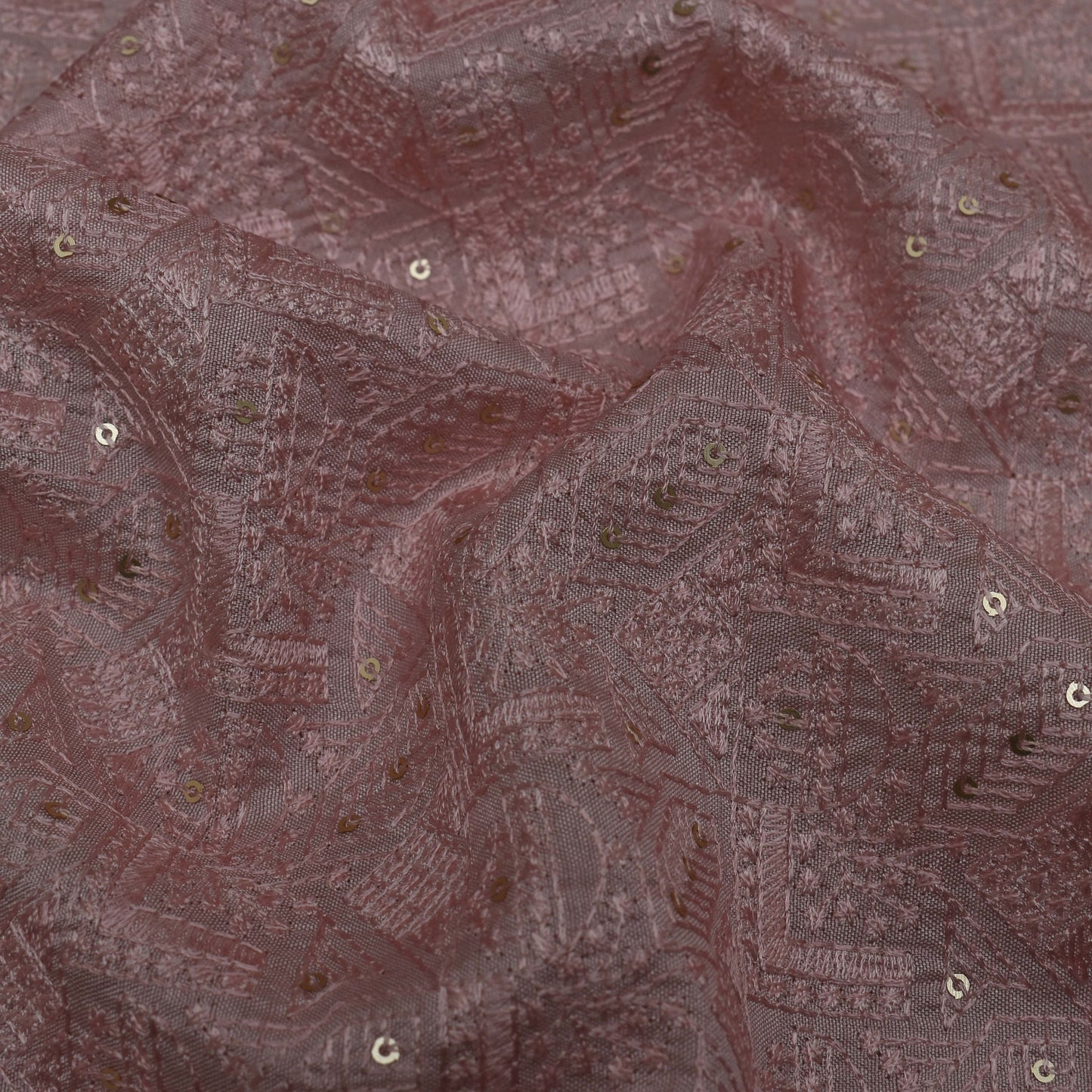 Pink Color Nokia Silk Embroidery Fabric