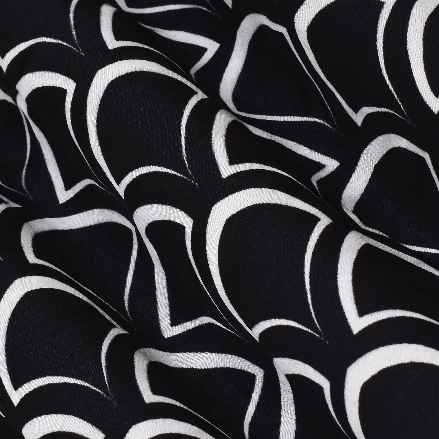 Black Color Modal Satin Print Fabric