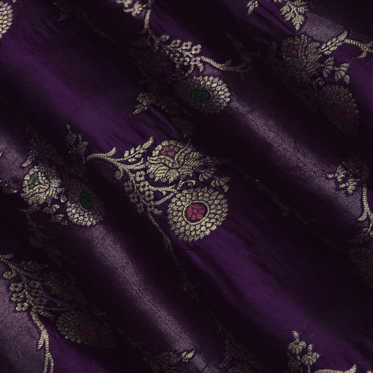 Purple Color Katan Meena Brocade Fabric