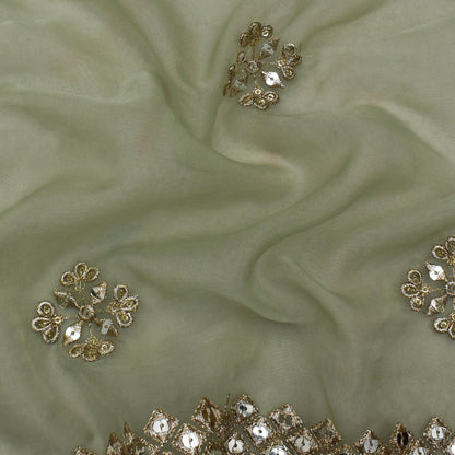 Pista Green Color Organza Embroidery Fabric