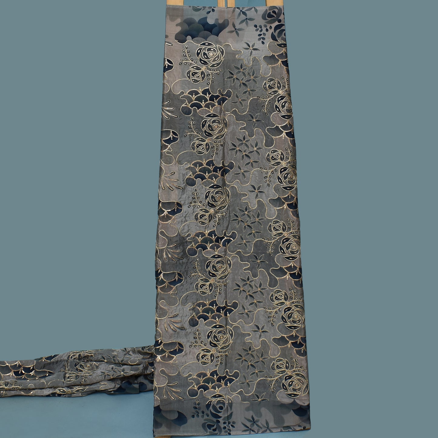 Multicolor Crepe Position Print Embroidery Fabric