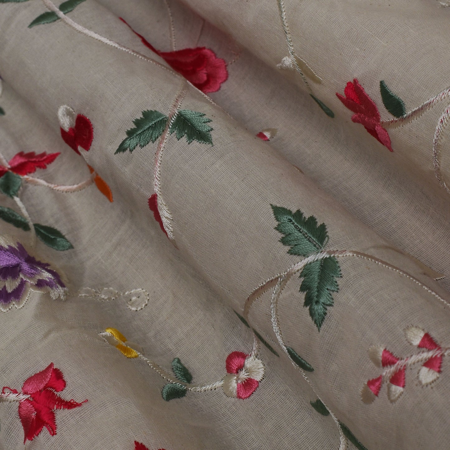 Multi Color Cotton Embroidery Fabric