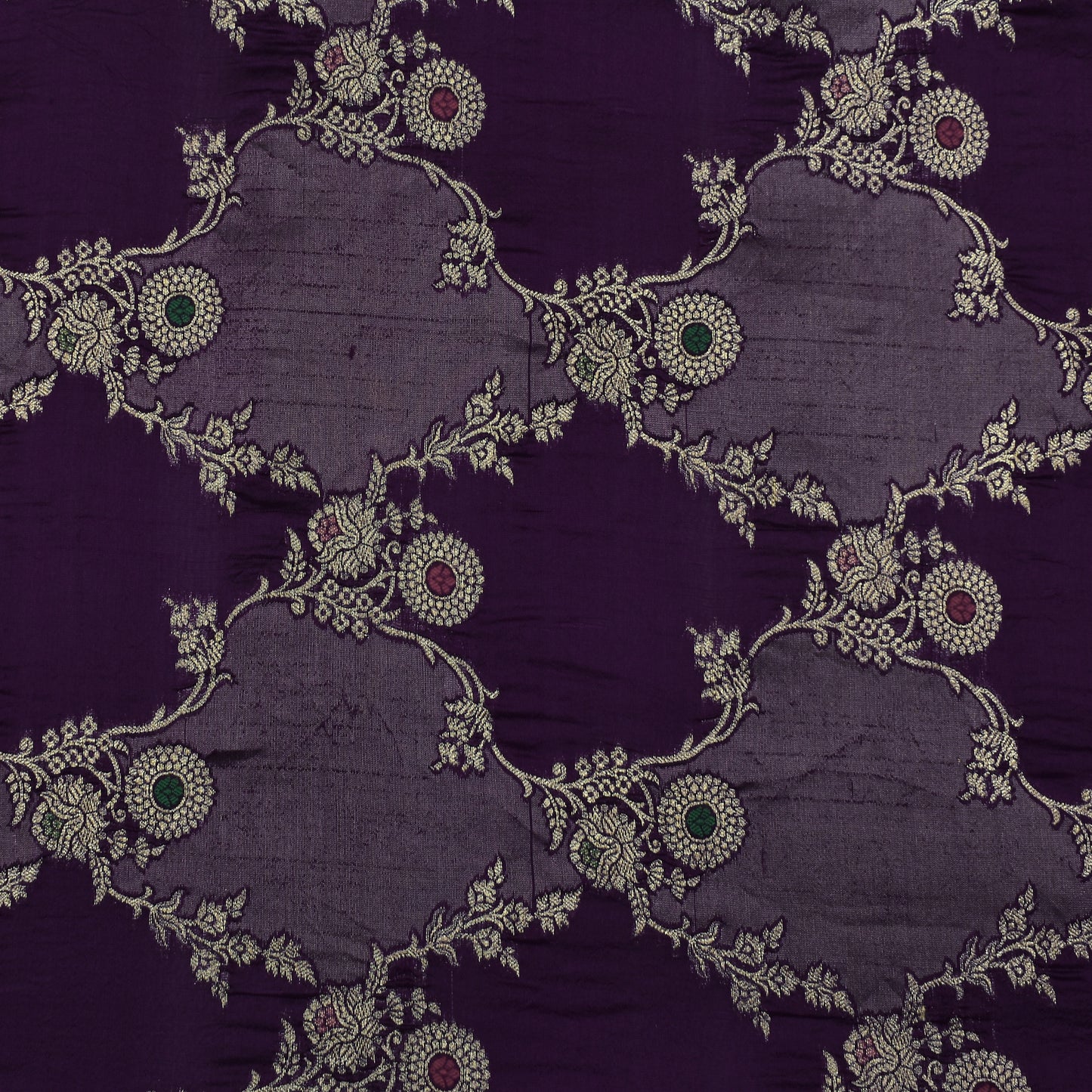 Purple Color Katan Meena Brocade Fabric