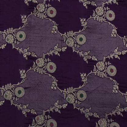 Purple Color Katan Meena Brocade Fabric