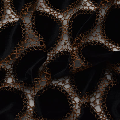 Black Color Velvet Cut Work Fabric