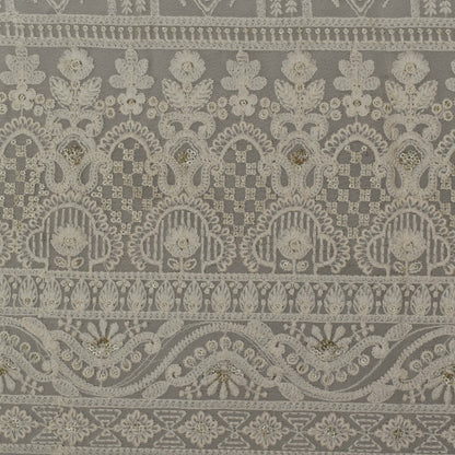 White Color Georgette Embroidery Fabric