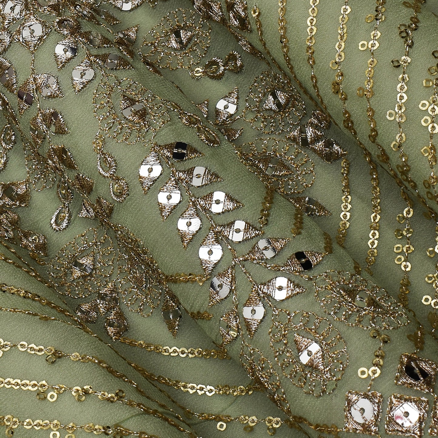 Pista Green Color Georgette  Embroidery Fabric