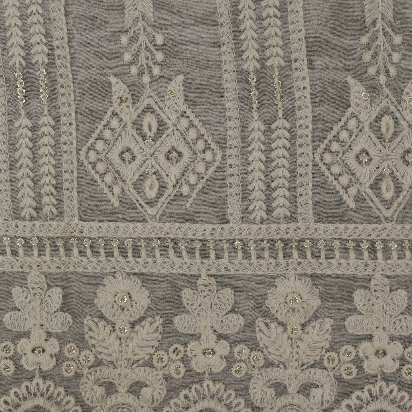 White Color Georgette Embroidery Fabric