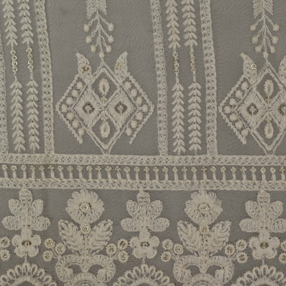 White Color Georgette Embroidery Fabric