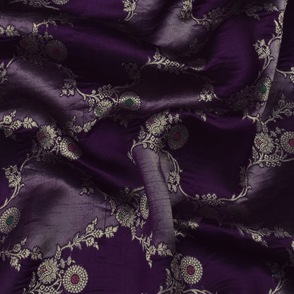 Purple Color Katan Meena Brocade Fabric