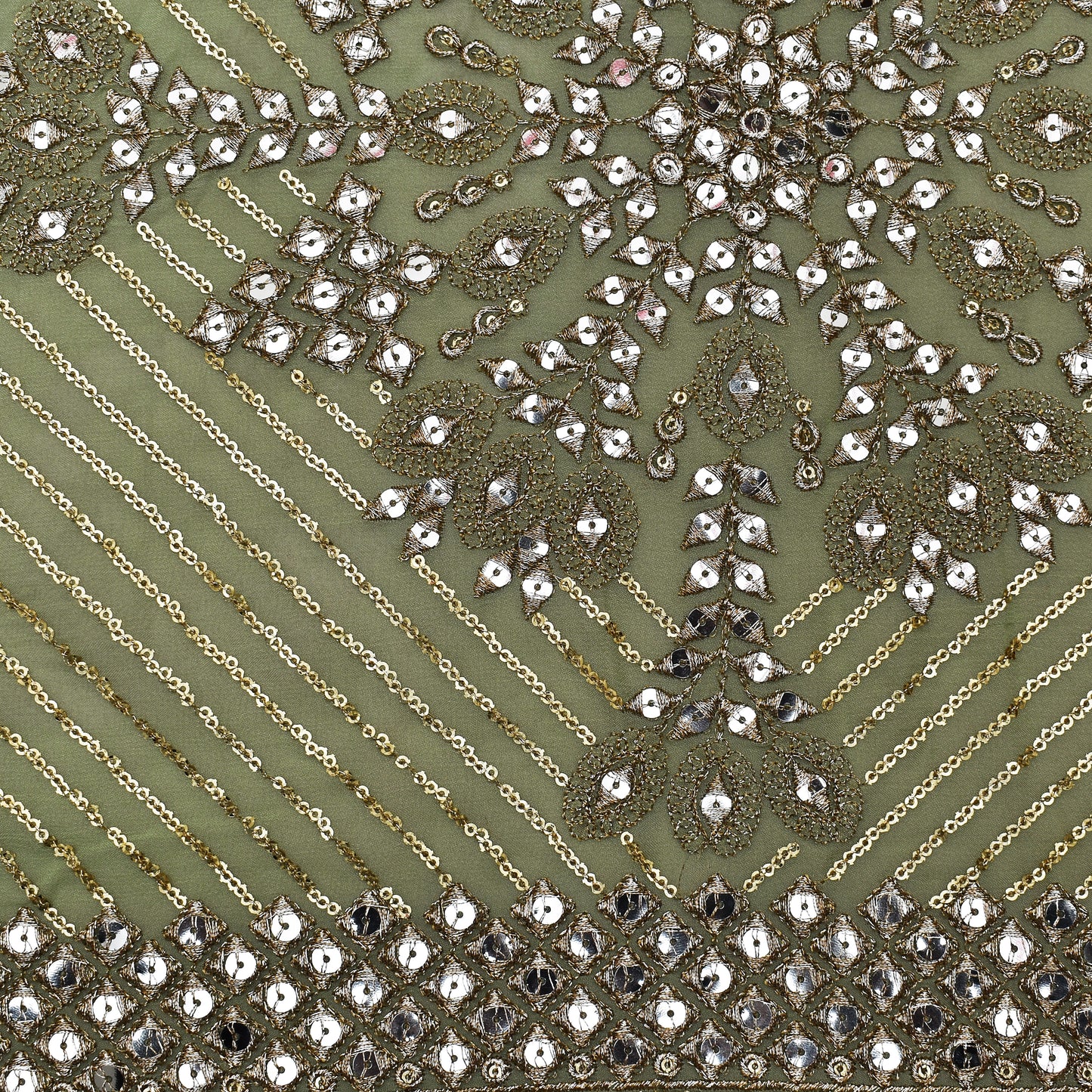 Pista Green Color Georgette  Embroidery Fabric