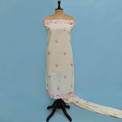 Off White Color Kora Cotton Booti Fabric