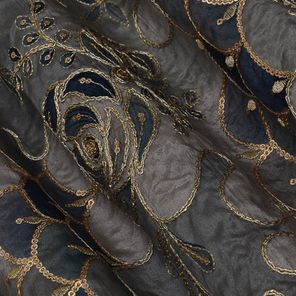 Multicolor Crepe Position Print Embroidery Fabric