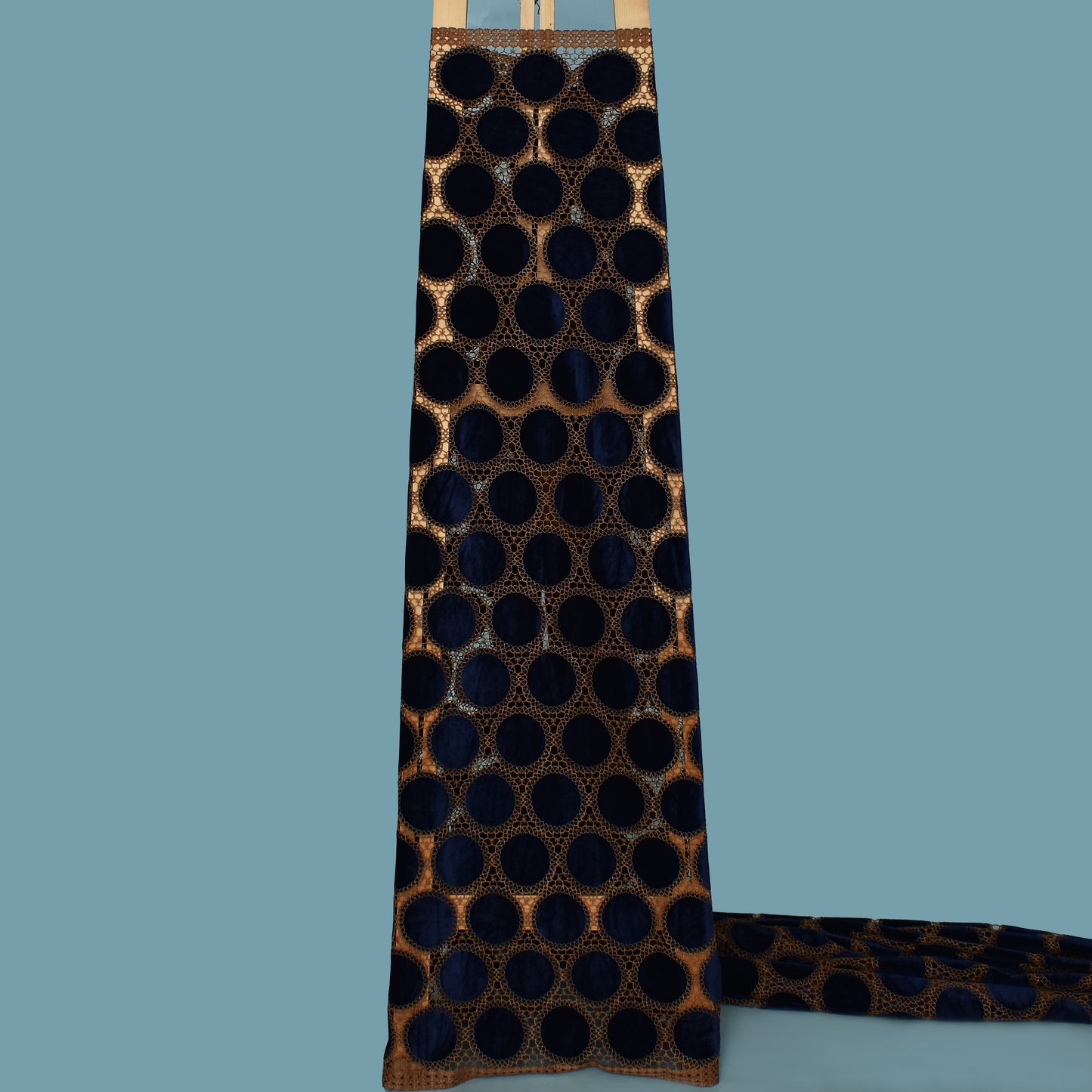 Navy Blue Color Velvet Cut Work Fabric