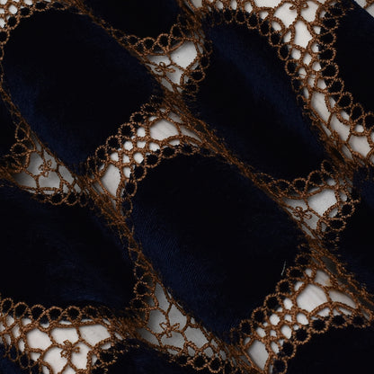 Navy Blue Color Velvet Cut Work Fabric