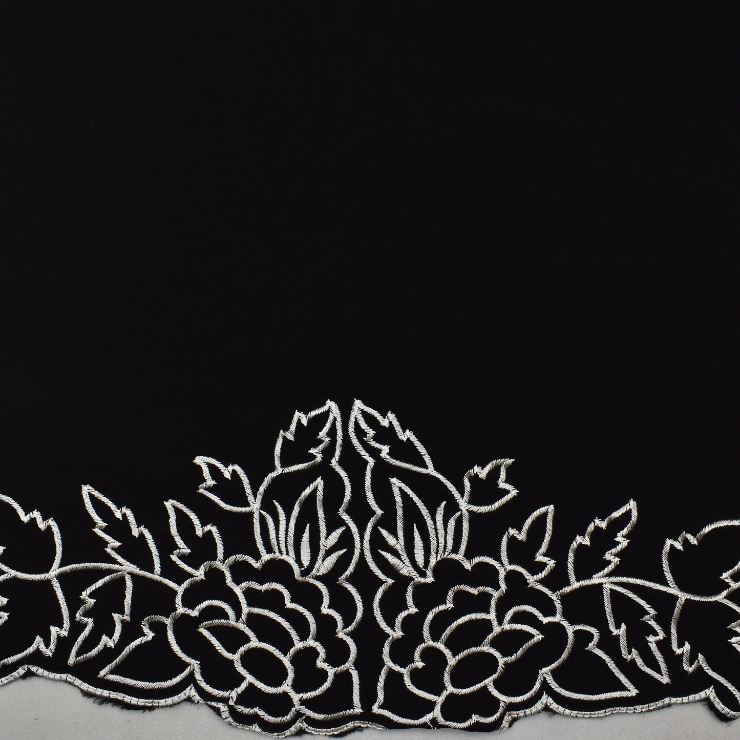 Black Color Crepe Border Embroidery Fabric