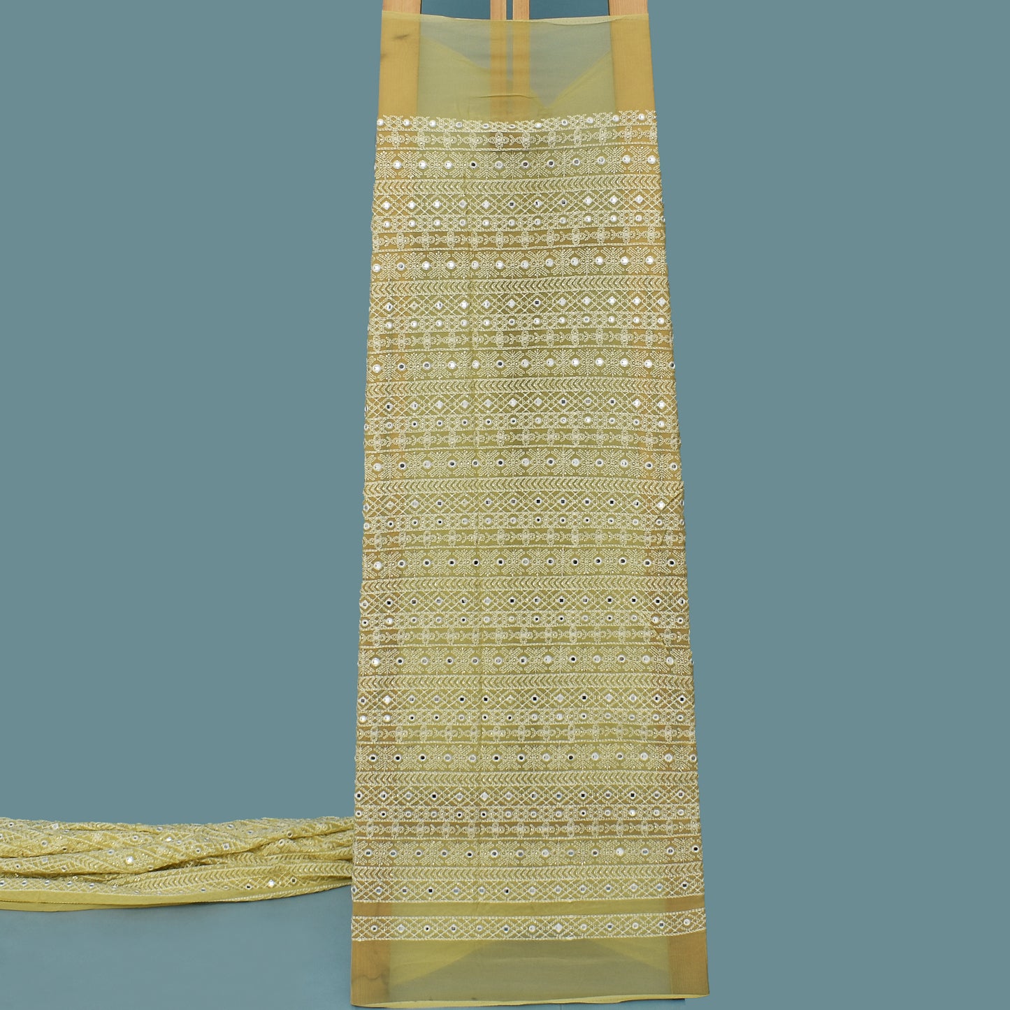 Yellow Color Georgette Embroidery Fabric