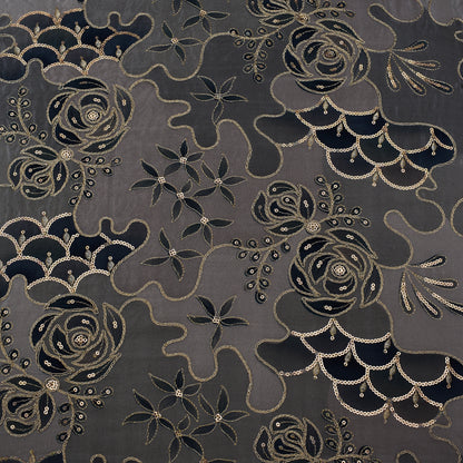 Multicolor Crepe Position Print Embroidery Fabric