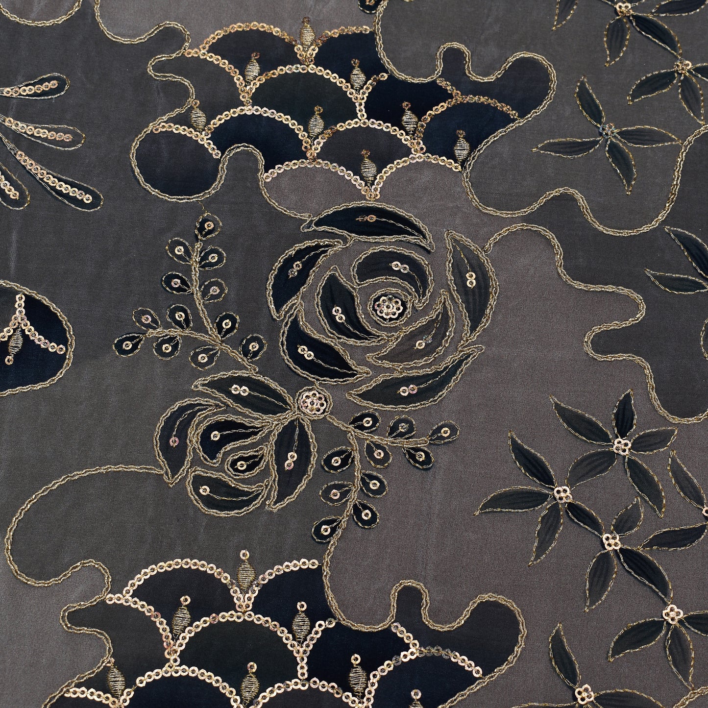 Multicolor Crepe Position Print Embroidery Fabric