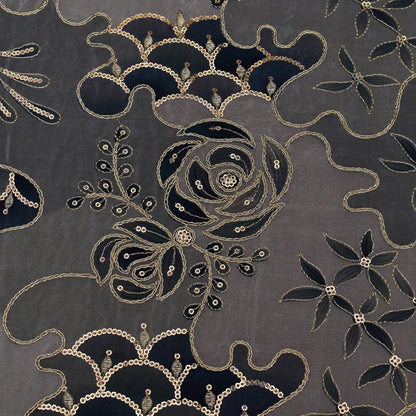 Multicolor Crepe Position Print Embroidery Fabric