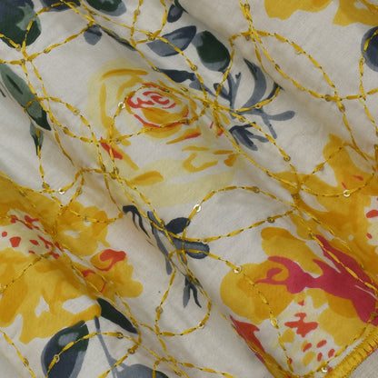 Off White Color Kora Cotton Plazo Fabric