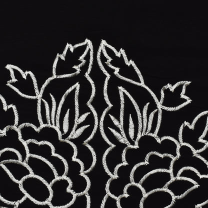 Black Color Crepe Border Embroidery Fabric