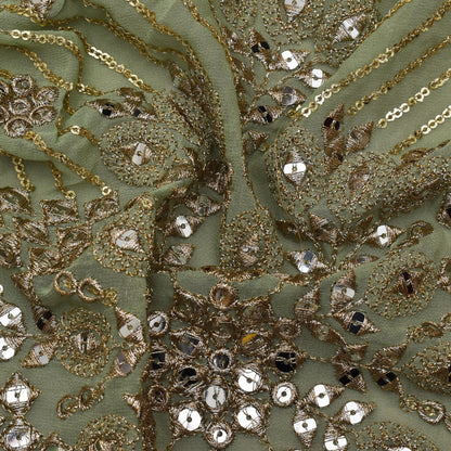 Pista Green Color Georgette  Embroidery Fabric