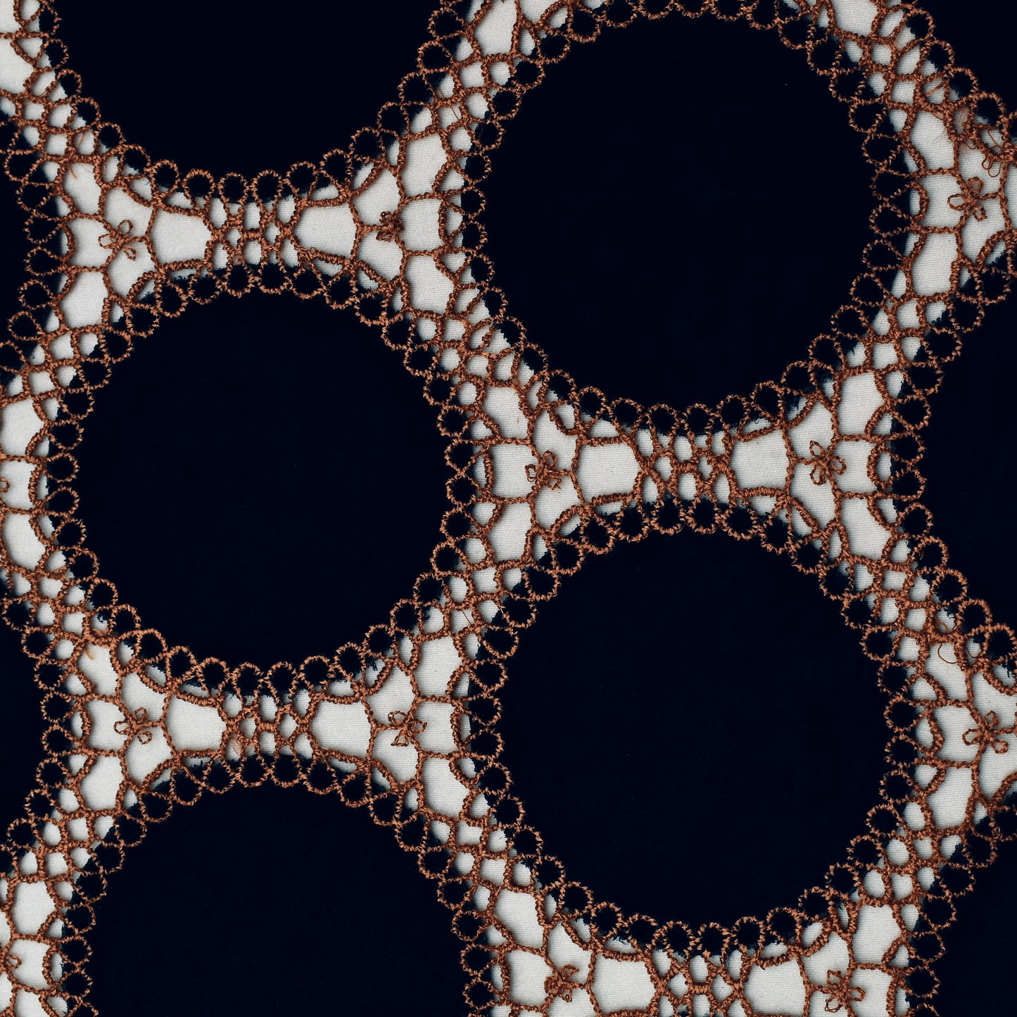 Navy Blue Color Velvet Cut Work Fabric