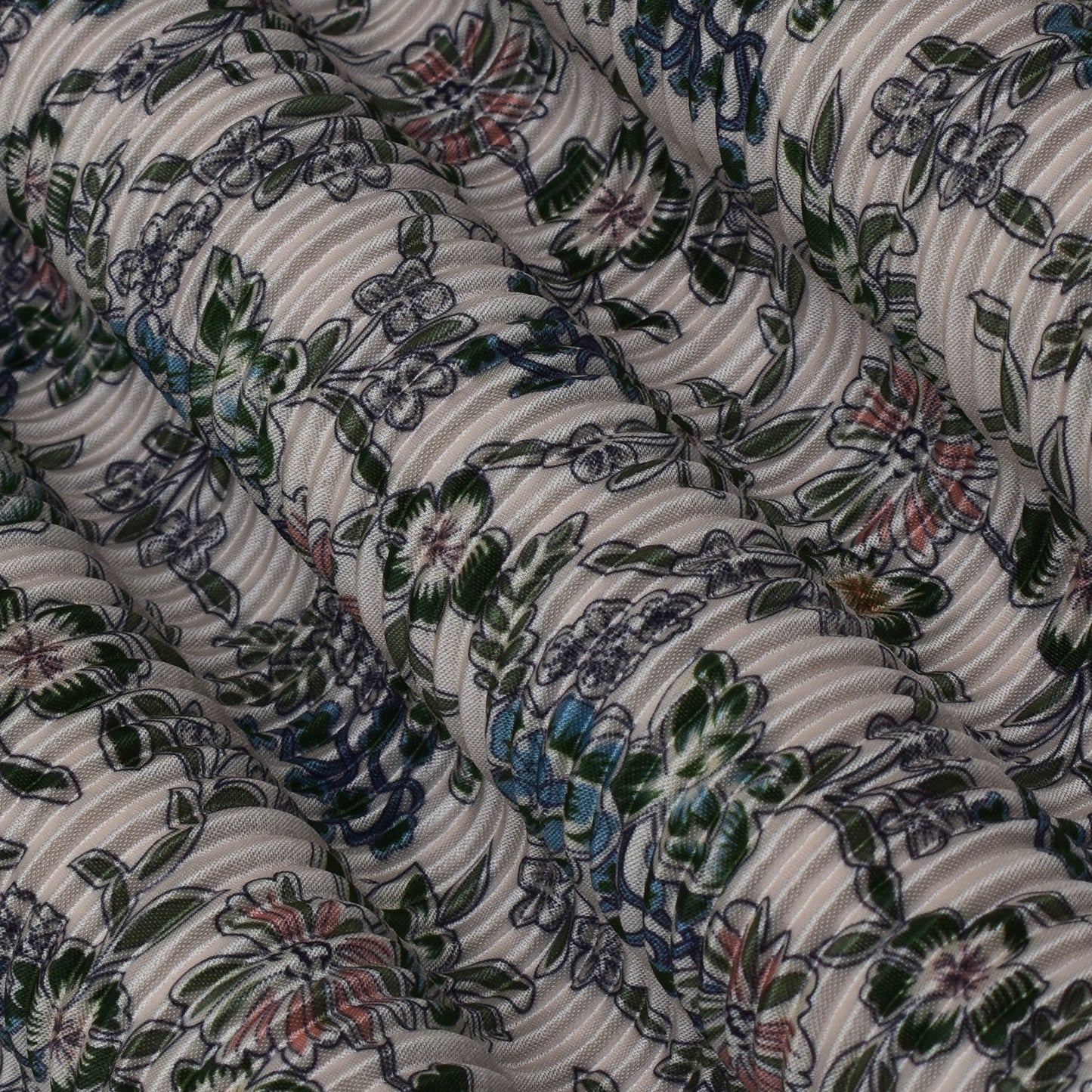 Multi Colored Crush Satin Print Fabric