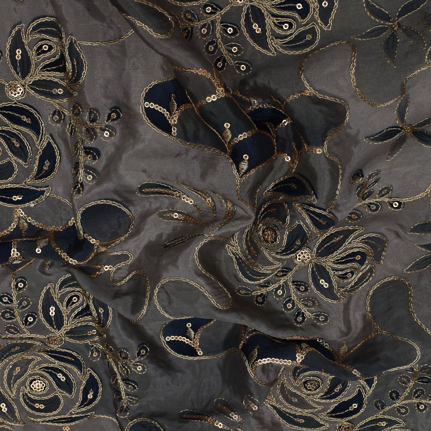 Multicolor Crepe Position Print Embroidery Fabric