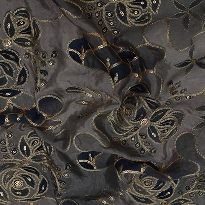 Multicolor Crepe Position Print Embroidery Fabric