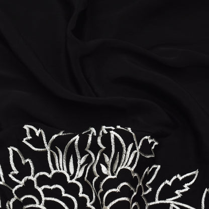 Black Color Crepe Border Embroidery Fabric