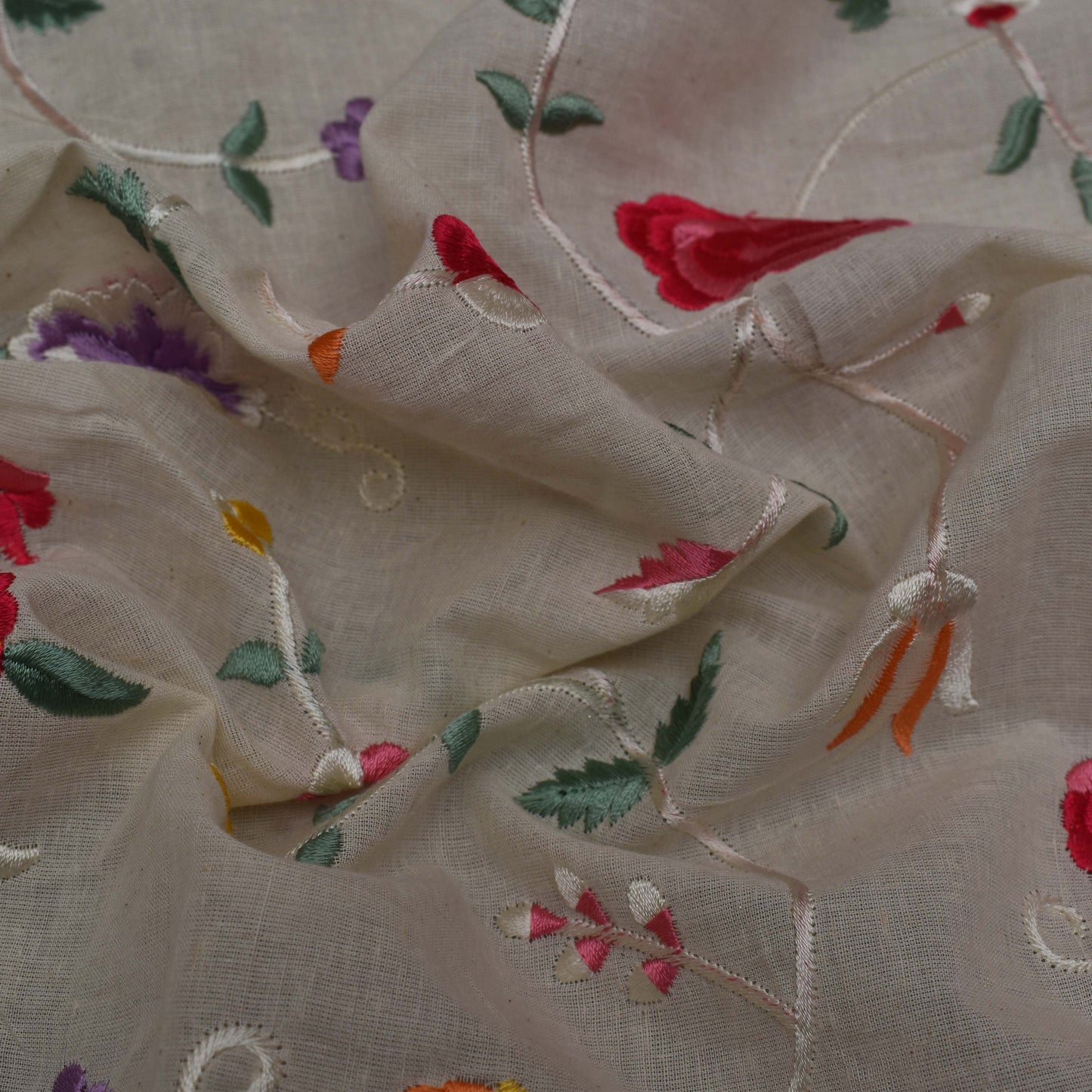 Multi Color Cotton Embroidery Fabric