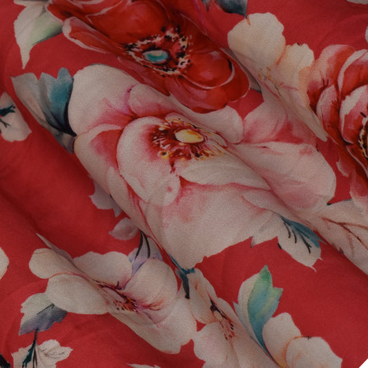 Multi Color Modal Satin Print Fabric