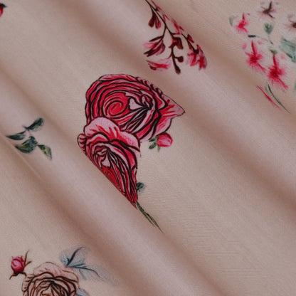 Cream Color Cotton Print Fabric