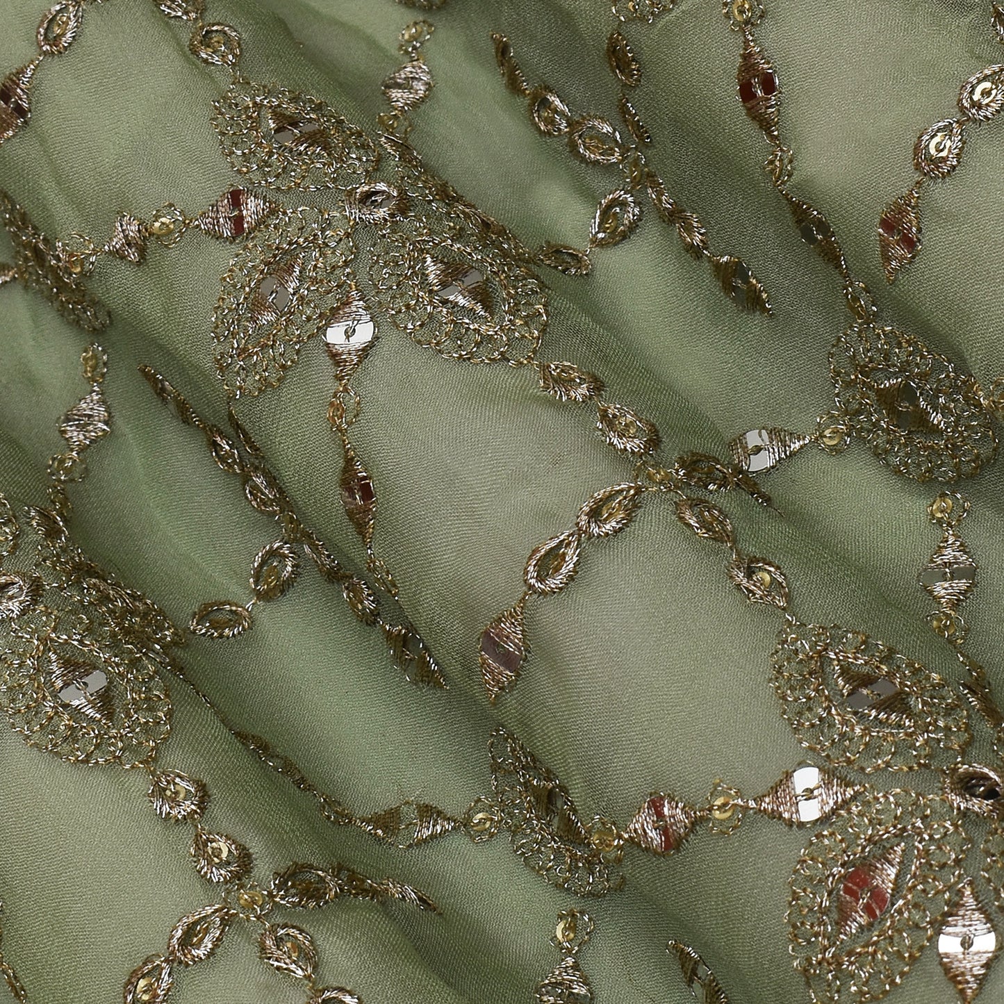 Pista Green Color Georgette  Embroidery Fabric