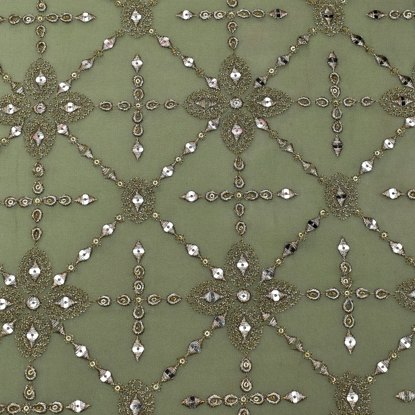 Pista Green Color Georgette  Embroidery Fabric