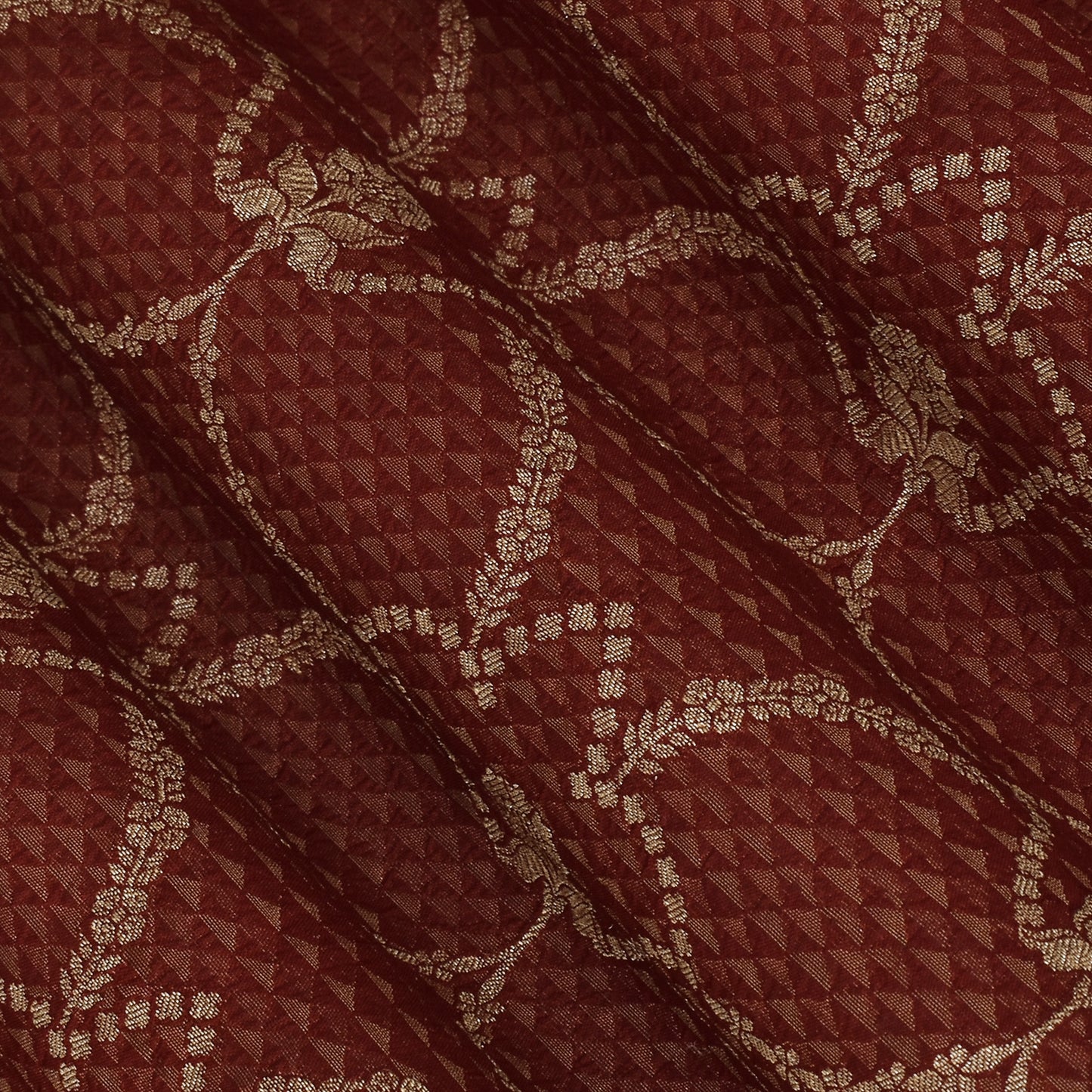 Maroon  Color Katan  Brocade Fabric