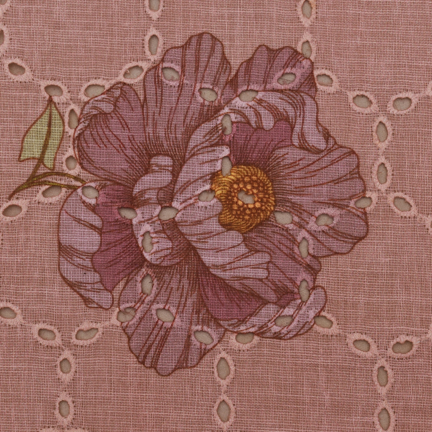 Multi Color Linen Print Cutwork Fabric